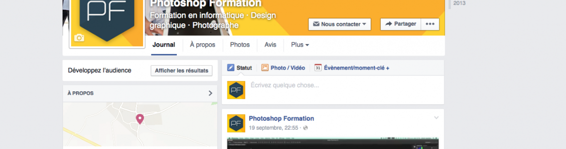 La page Facebook de Photoshop Formation